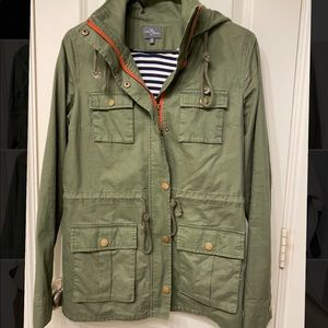 Utility jacket with removable hood